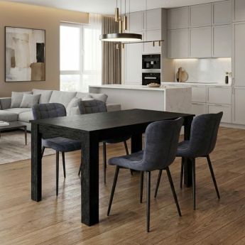 Σετ τραπεζαρία 5τμχ Darlen - Chiara Megapap χρώμα sencron black - ανθρακί 125x72x74εκ.