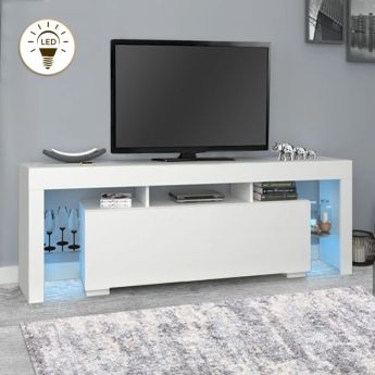 Έπιπλο τηλεόρασης Stilo Megapap με φωτισμό LED χρώμα λευκό 150x37x52εκ.