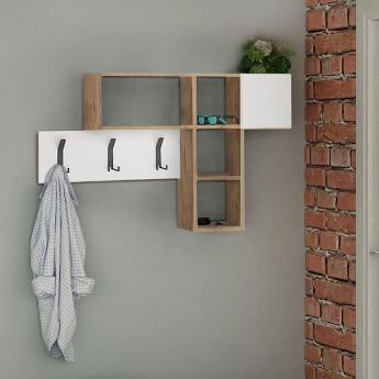 Κρεμάστρα τοίχου Game Megapap χρώμα sapphire oak - λευκό 99,5x15x61εκ.