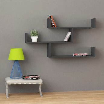 Ραφιέρα τοίχου Tibet Megapap χρώμα ανθρακί 119x22x66εκ.