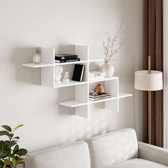 Ραφιέρα τοίχου Halic Megapap χρώμα λευκό 150x22x82εκ.
