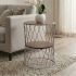 Τραπεζάκι βοηθητικό Jaspin Megapap μεταλλικό - Mdf χρώμα ασημί - καρυδί 32x32x44εκ.