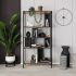 Βιβλιοθήκη Midi Megapap χρώμα sapphire oak - silky black 88x35x175εκ.