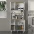 Έπιπλο κουζίνας Potter 3 Megapap χρώμα λευκό - rota oak 90x40x196,1εκ.