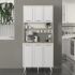 Έπιπλο κουζίνας Potter 3 Megapap χρώμα λευκό - rota oak 90x40x196,1εκ.