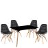 Σετ Τραπεζαρία (4+1) Artelibre Owlet Μαύρο/φυσικό Pvc/ξύλο/mdf 120x80x74cm