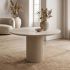Τραπέζι Hazar Megapap Mdf χρώμα travertine - sandstone Ø119,5x76εκ.