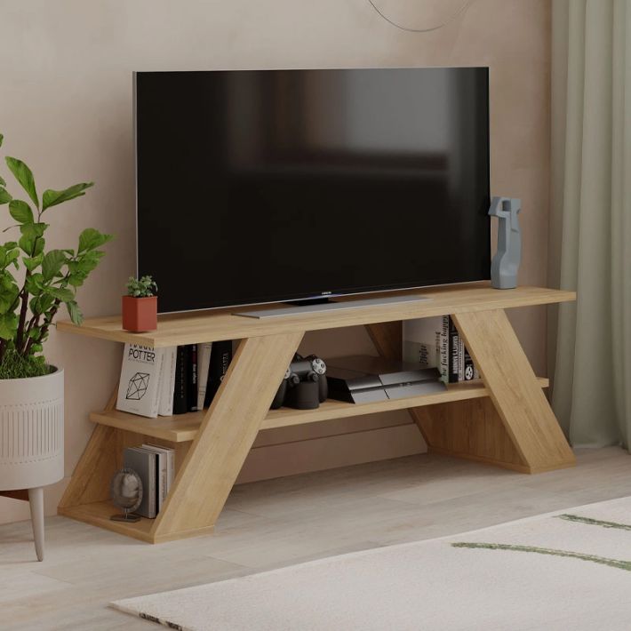 Έπιπλο τηλεόρασης Farfalla Megapap χρώμα sapphire oak 120x33,5x40εκ.