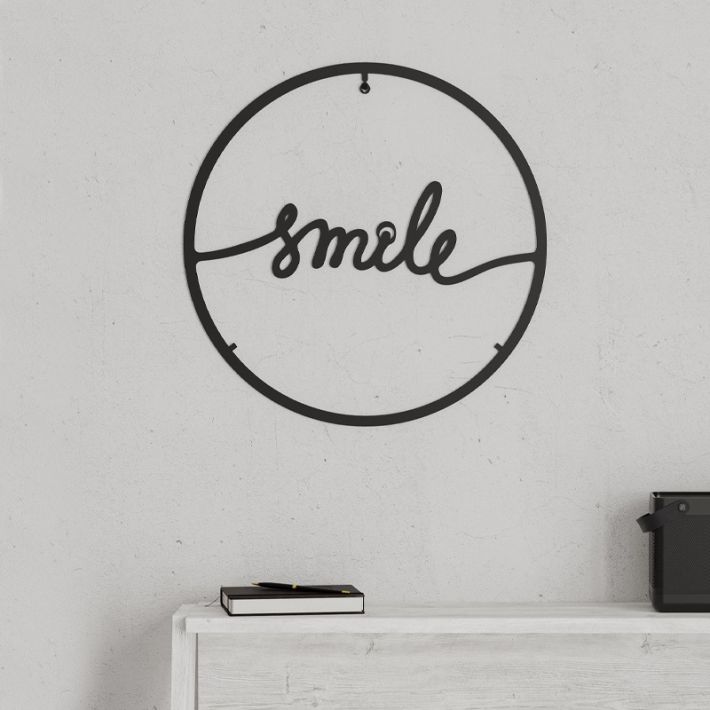 Διακοσμητικό τοίχου Smile Megapap μεταλλικό χρώμα μαύρο 45x2x45εκ.