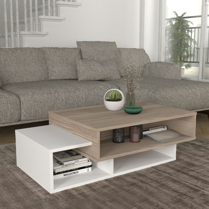 Τραπεζάκι σαλονιού Tab Megapap χρώμα λευκό - cordoba 105x60x32εκ.
