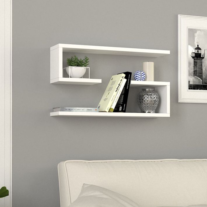 Ραφιέρα τοίχου Jenika Megapap 2 τεμαχίων χρώμα λευκό 60x14,5x18εκ.