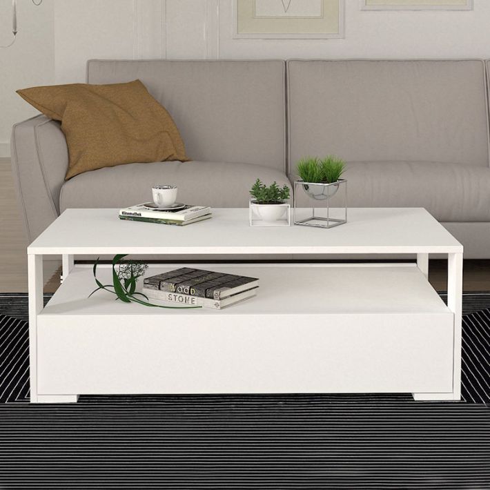 Τραπεζάκι σαλονιού Balina Megapap χρώμα λευκό 110x60x40εκ.