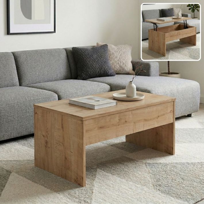 Τραπεζάκι σαλονιού Devon Megapap με σερβιτόρο χρώμα sapphire oak 110x60x44,8εκ.