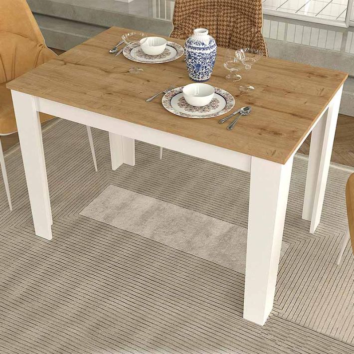 Τραπέζι Darlen Megapap χρώμα λευκό - sapphire oak 110x72x74εκ.