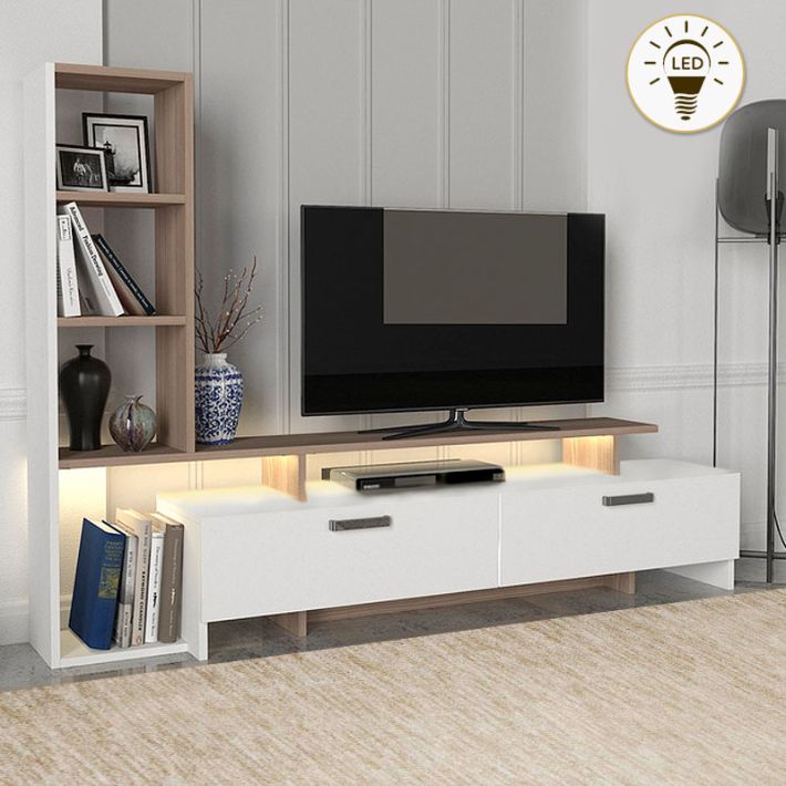 Σύνθεση τηλεόρασης Simal Megapap με LED χρώμα λευκό - cordoba 168,2x31,3x120εκ.