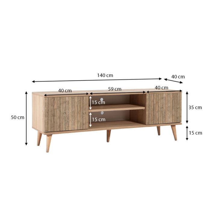 Έπιπλο τηλεόρασης Soho Megapap χρώμα sonoma 140x40x50 εκ.