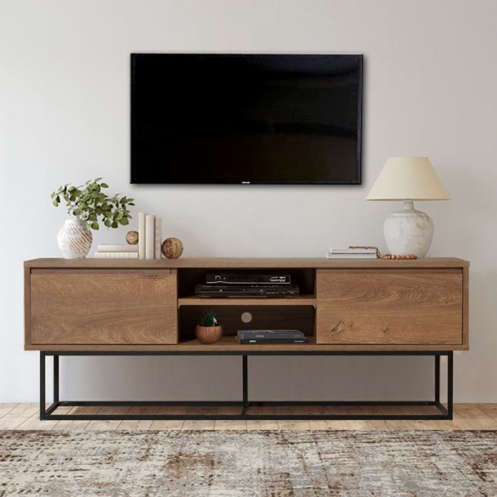 Έπιπλο τηλεόρασης Amedeo Megapap χρώμα καρυδί 140x40x50εκ.