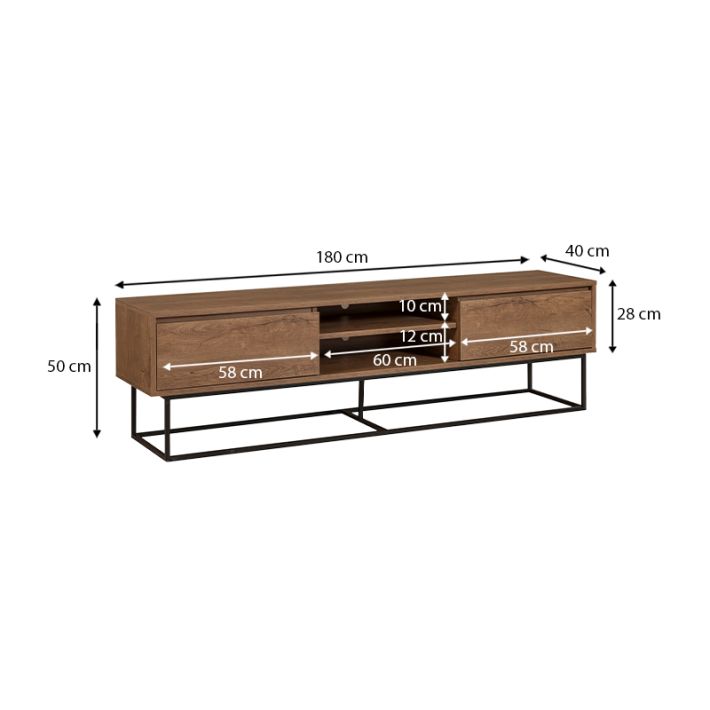 Έπιπλο τηλεόρασης Amedeo Megapap χρώμα καρυδί 180x40x50εκ.