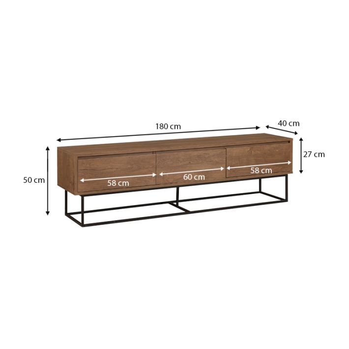 Έπιπλο τηλεόρασης Amedeo Megapap χρώμα καρυδί 180x40x50εκ.