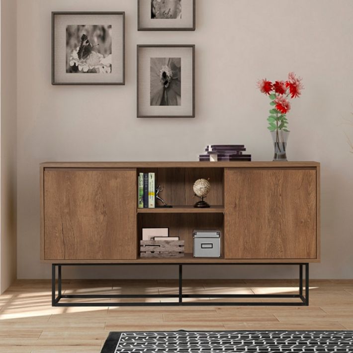 Μπουφές Amedeo Megapap χρώμα καρυδί 140x36x72εκ.
