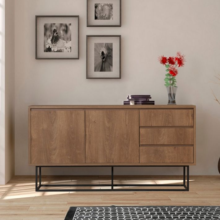 Μπουφές Amedeo Megapap χρώμα καρυδί 140x36x72εκ.