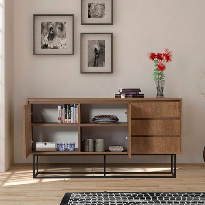 Μπουφές Amedeo Megapap χρώμα καρυδί 140x36x72εκ.
