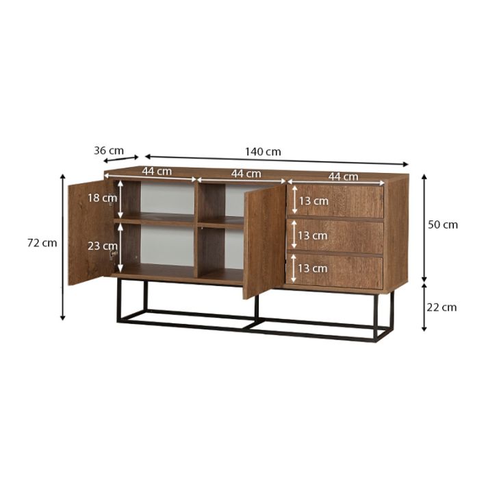 Μπουφές Amedeo Megapap χρώμα καρυδί 140x36x72εκ.