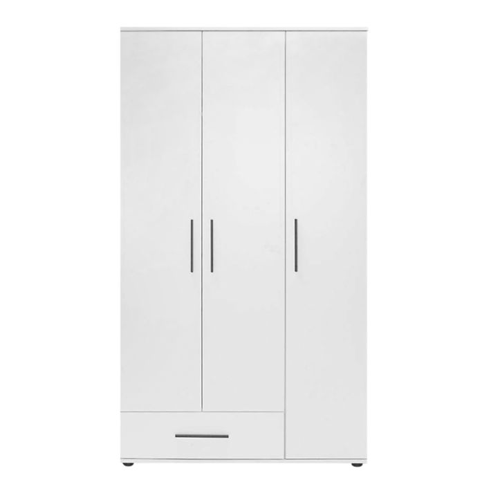 Ντουλάπα ρούχων Bianco Megapap τρίφυλλη με συρτάρια χρώμα λευκό 103x52x187εκ.