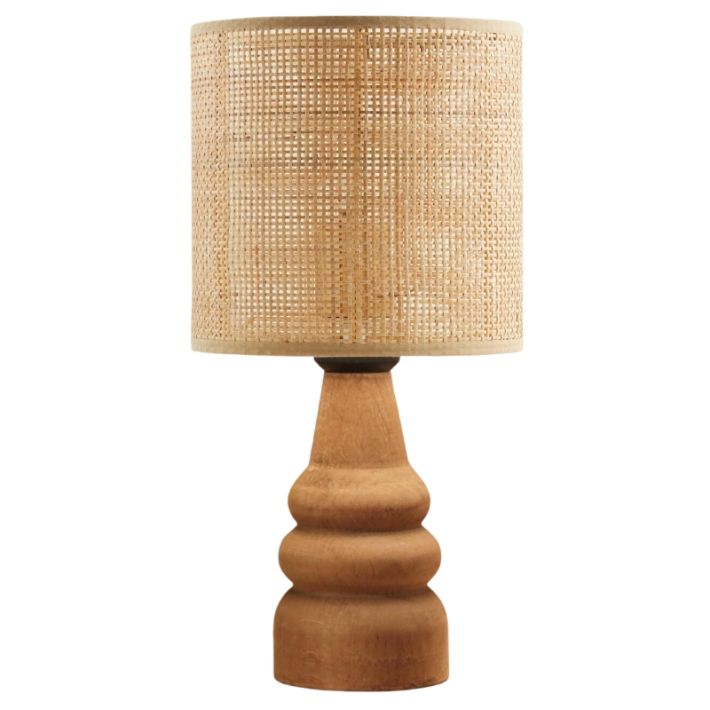 Φωτιστικό επιτραπέζιο Tino Megapap E14 pe rattan - ξύλο χρώμα φυσικό Ø15x32εκ.