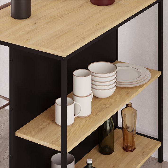 Τραπέζι μπαρ Detroit Megapap χρώμα sapphire oak - silky black 100x60x95εκ.
