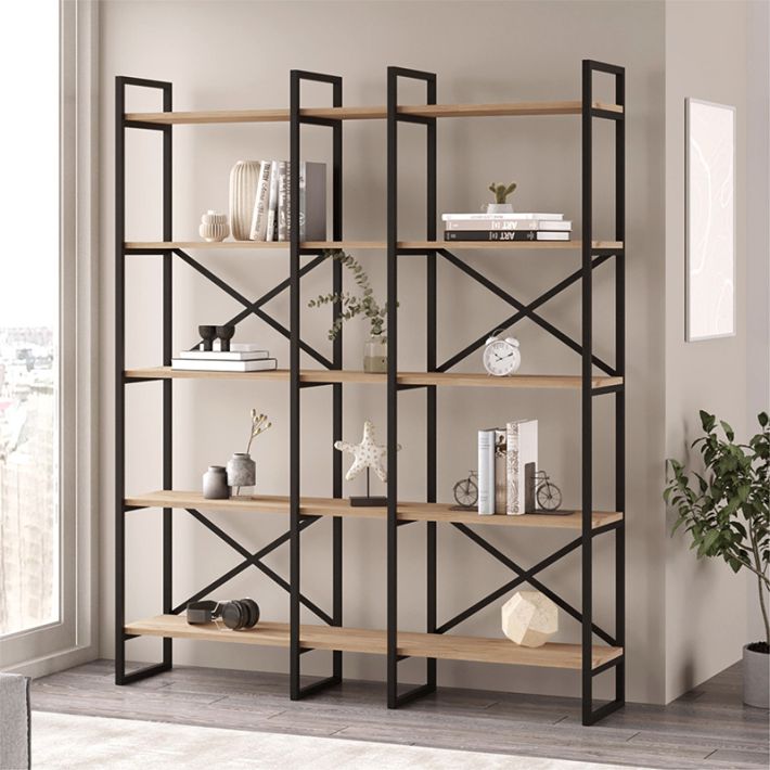 Βιβλιοθήκη Dusan Megapap χρώμα sepet oak 143,5x30x175εκ.