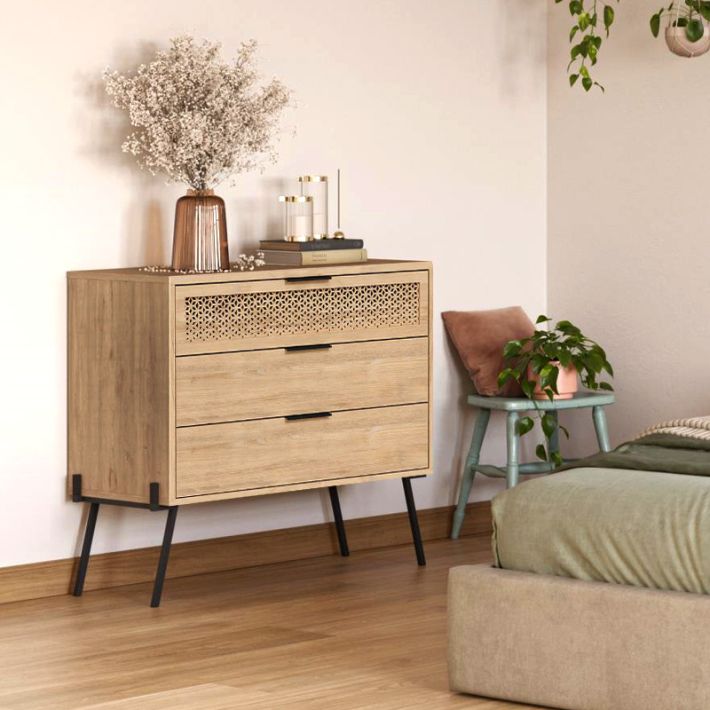 Συρταριέρα Naive Megapap χρώμα sapphire oak 93,1x40x83,1εκ.