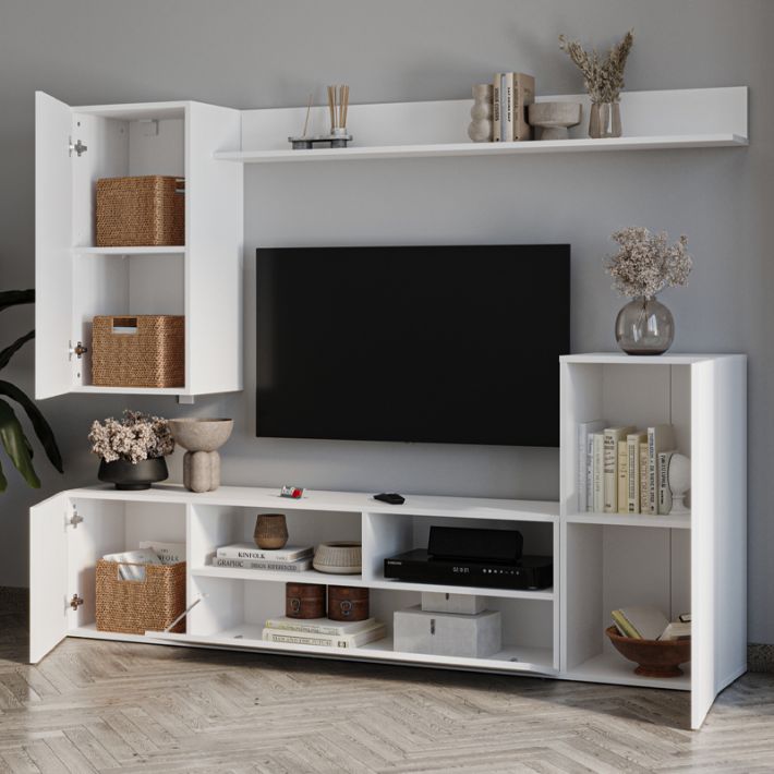 Σύνθεση τηλεόρασης Rodos Megapap χρώμα λευκό 210,2x36x90,4εκ.