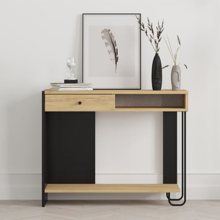 Κονσόλα Sirius Megapap χρώμα sapphire oak - silky black 100x35x79εκ.