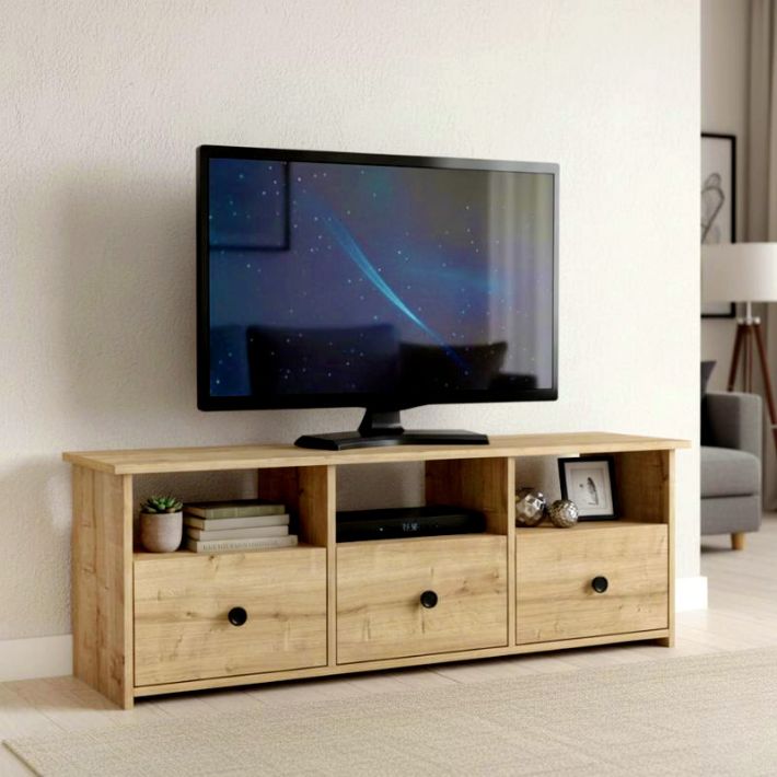 Έπιπλο τηλεόρασης Mahen Megapap χρώμα sapphire oak 140x35x49,8εκ.