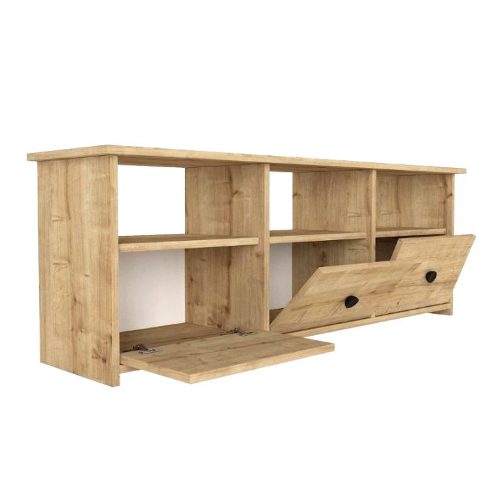 Έπιπλο τηλεόρασης Mahen Megapap χρώμα sapphire oak 140x35x49,8εκ.