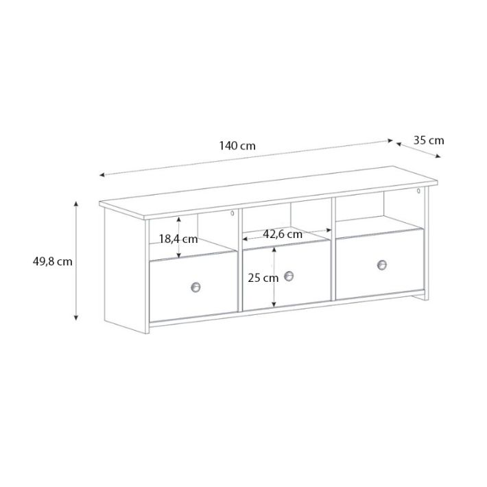 Έπιπλο τηλεόρασης Mahen Megapap χρώμα sapphire oak 140x35x49,8εκ.