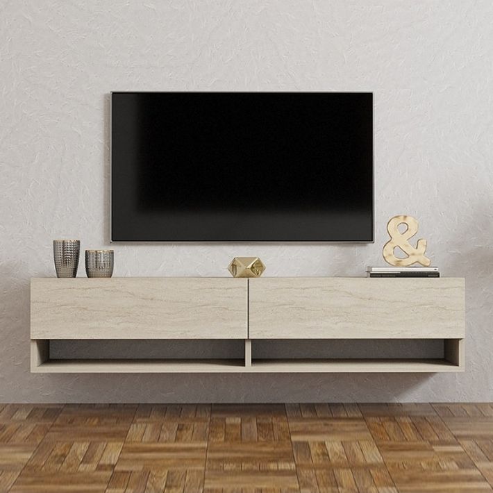 Έπιπλο τηλεόρασης επιτοίχιο Arges Megapap χρώμα travertine 140x29,6x30εκ.