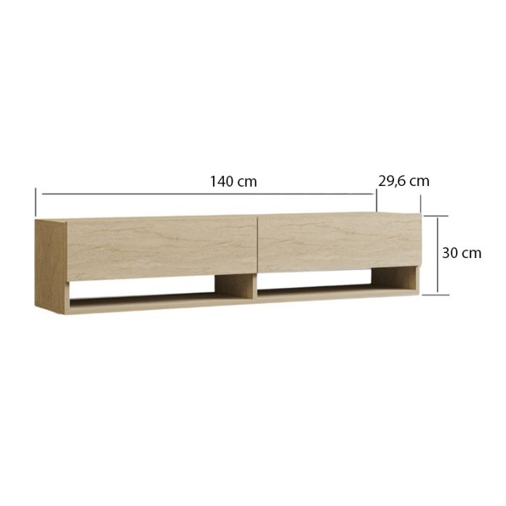 Έπιπλο τηλεόρασης επιτοίχιο Arges Megapap χρώμα travertine 140x29,6x30εκ.