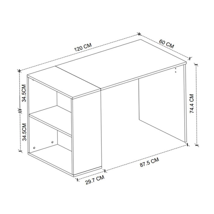 Γραφείο εργασίας Smyrna Megapap χρώμα λευκό 120x60x74,4εκ.