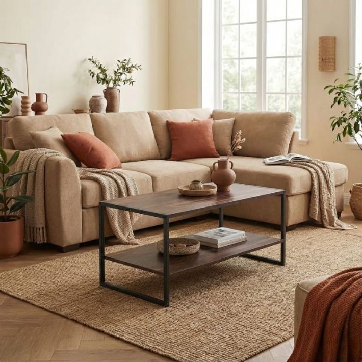 Τραπεζάκι σαλονιού Giza Megapap χρώμα rustic καρυδί 90,2x50,3x50,4εκ.