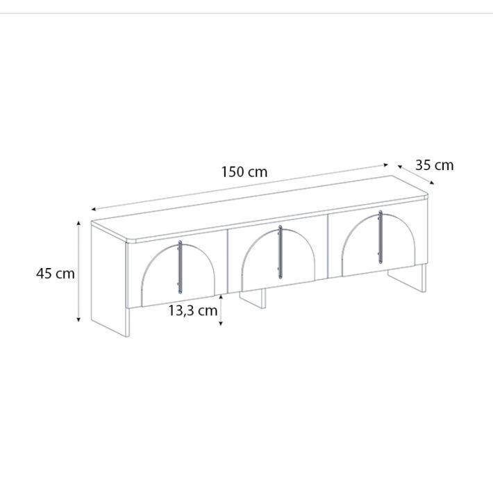 Έπιπλο τηλεόρασης Rebel Megapap χρώμα rota oak - sandstone 150x35x45εκ.