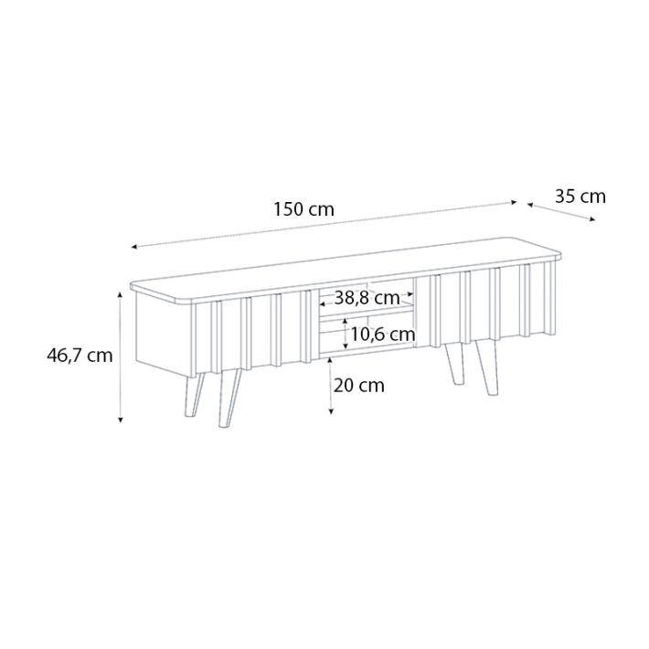 Έπιπλο τηλεόρασης Gemma Megapap χρώμα sepet oak 150x35x46,7εκ.