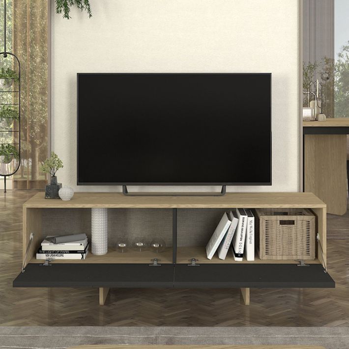 Έπιπλο τηλεόρασης Lava Megapap χρώμα rota oak - ανθρακί 150x35x51,3εκ.