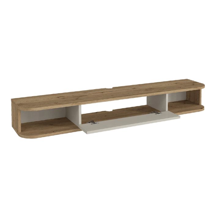 Έπιπλο τηλεόρασης επιτοίχιο Cross Megapap με LED χρώμα sepet oak - sandstone 150x29,6x19,2εκ.