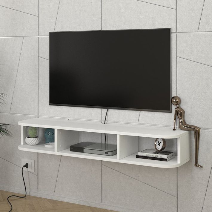 Έπιπλο τηλεόρασης επιτοίχιο Bask Megapap με LED χρώμα λευκό 120x29,6x19,2εκ.