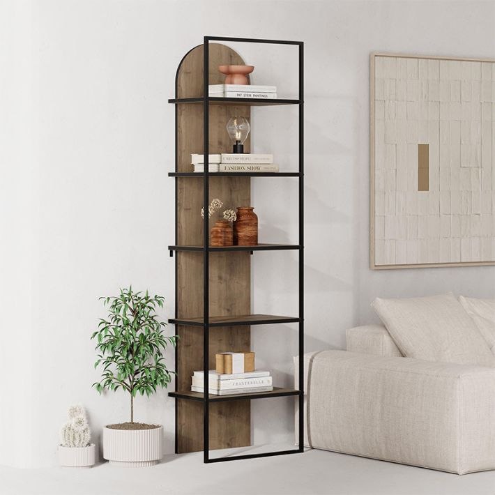 Βιβλιοθήκη Archy Megapap χρώμα ανοιχτό καρυδί 53x31,7x180εκ.