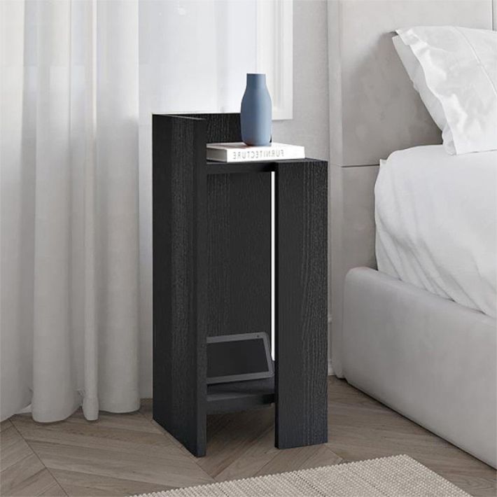 Κομοδίνο Elos Megapap αριστερό χρώμα black wood 25x27x60εκ.