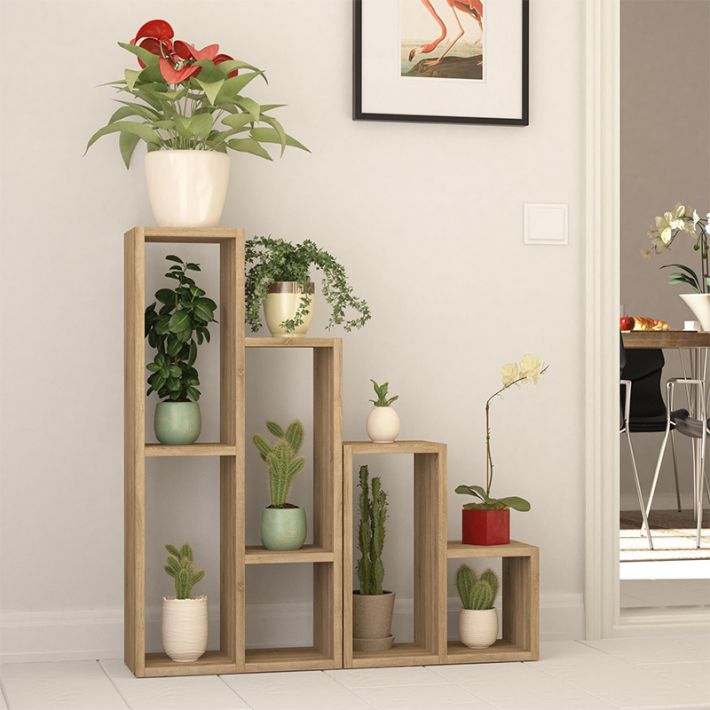 Ραφιέρα - Ανθοστήλη Sule Megapap χρώμα sapphire oak 84x20x89εκ.