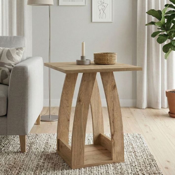 Τραπεζάκι βοηθητικό - Κομοδίνο Deros Megapap χρώμα sepet oak 45x45x56εκ.